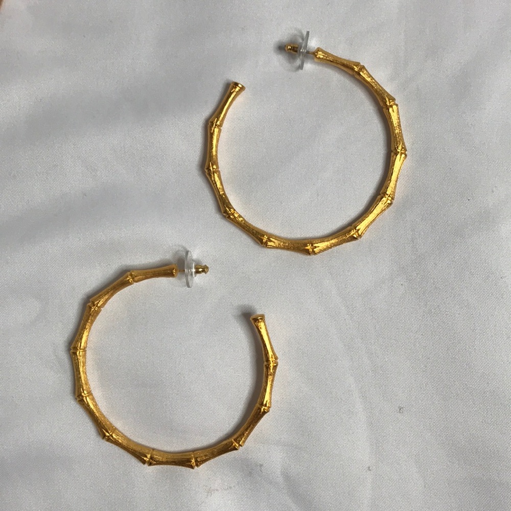 Kenneth Jay Lane Bamboo Hoop Earrings